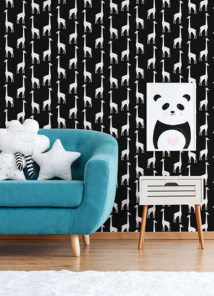 media image for Vivi Black Giraffe Wallpaper from the Fable Collection by Brewster 255