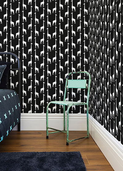 product image for Vivi Black Giraffe Wallpaper from the Fable Collection by Brewster 4