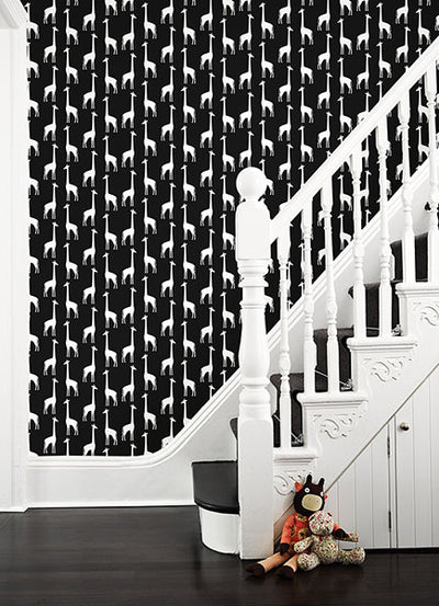 product image for Vivi Black Giraffe Wallpaper from the Fable Collection by Brewster 40
