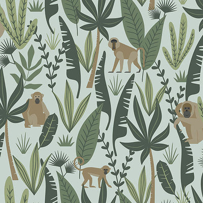 product image for Kiki Green Monkeys Wallpaper from the Fable Collection by Brewster 37