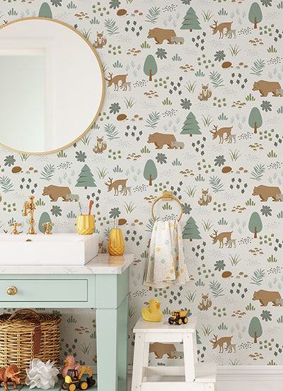 product image for Finola Moss Bears Wallpaper from the Fable Collection by Brewster 83