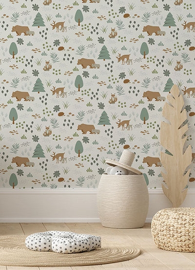 product image for Finola Moss Bears Wallpaper from the Fable Collection by Brewster 34