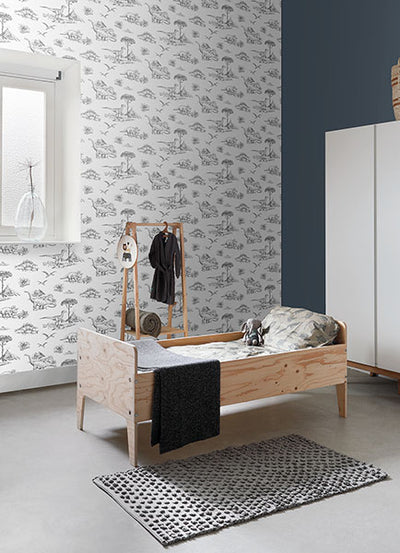 product image for Isolde Charcoal Dinosaurs Wallpaper from the Fable Collection by Brewster 40