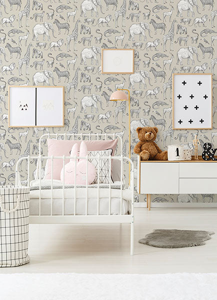 media image for Kenji Taupe Safari Wallpaper from the Fable Collection by Brewster 285