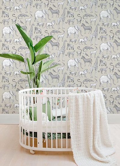 product image for Kenji Taupe Safari Wallpaper from the Fable Collection by Brewster 70