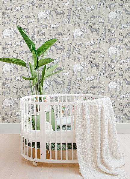 media image for Kenji Taupe Safari Wallpaper from the Fable Collection by Brewster 290