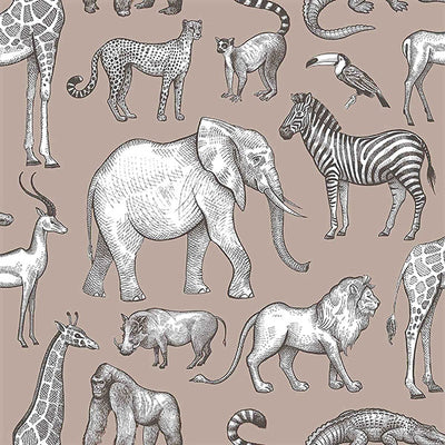 product image for Kenji Light Brown Safari Wallpaper from the Fable Collection by Brewster 31