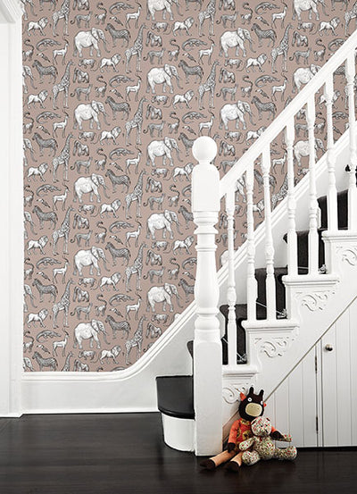 product image for Kenji Light Brown Safari Wallpaper from the Fable Collection by Brewster 75