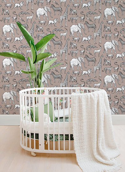product image for Kenji Light Brown Safari Wallpaper from the Fable Collection by Brewster 50