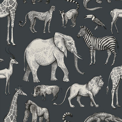 product image for Kenji Navy Safari Wallpaper from the Fable Collection by Brewster 76