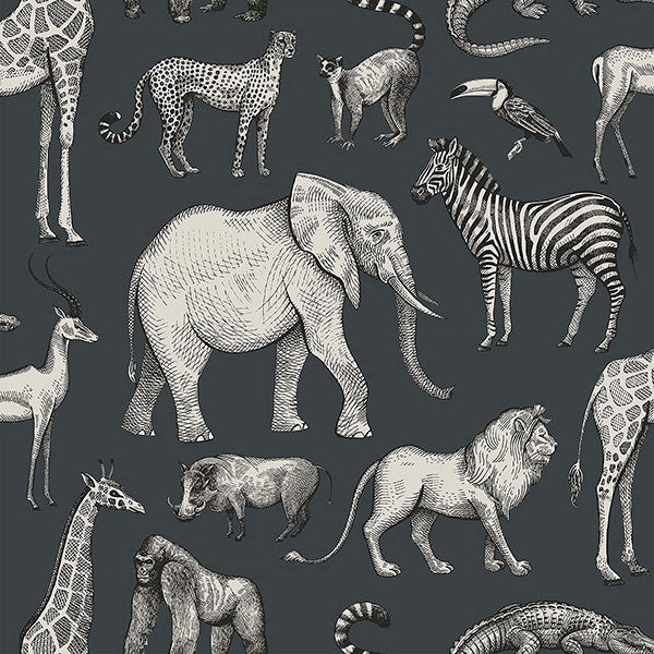 media image for Kenji Navy Safari Wallpaper from the Fable Collection by Brewster 26
