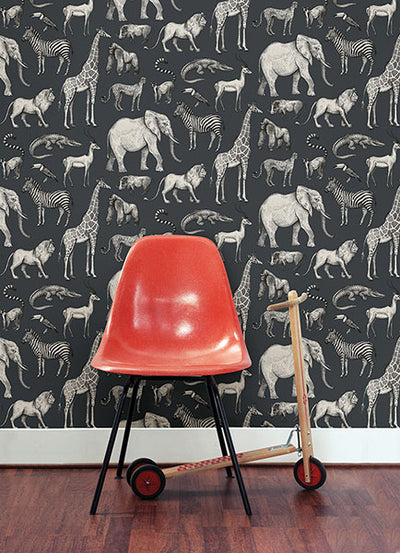product image for Kenji Navy Safari Wallpaper from the Fable Collection by Brewster 70