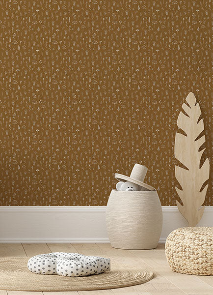 media image for Tatula Chestnut Floral Wallpaper from the Fable Collection by Brewster 297