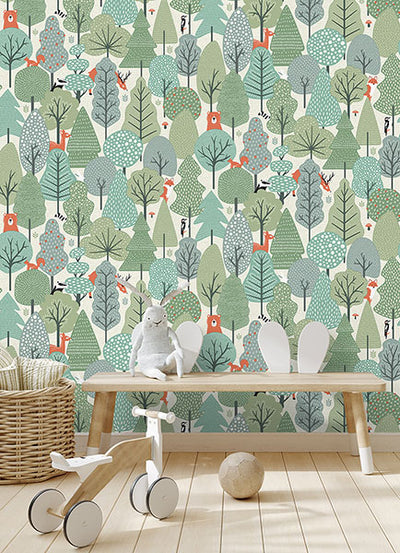 product image for Quillen Green Forest Wallpaper from the Fable Collection by Brewster 71