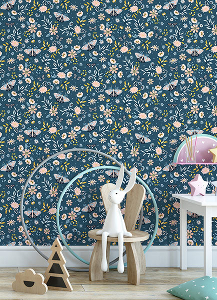 media image for Zev Blue Butterfly Wallpaper from the Fable Collection by Brewster 23