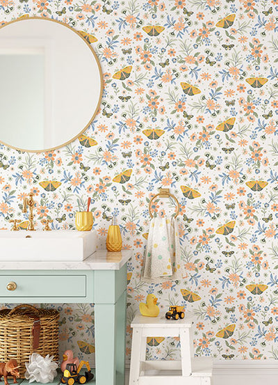 product image for Zev Coral Butterfly Wallpaper from the Fable Collection by Brewster 99