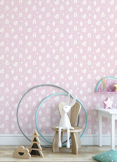 product image for Bitsy Pink Woodland Wallpaper from the Fable Collection by Brewster 64