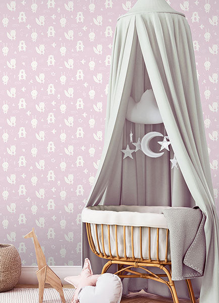 media image for Bitsy Pink Woodland Wallpaper from the Fable Collection by Brewster 284