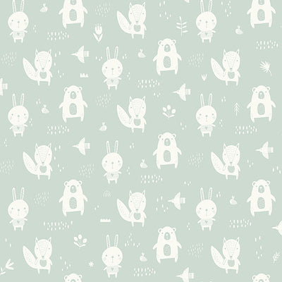 product image of Bitsy Mint Woodland Wallpaper from the Fable Collection by Brewster 555