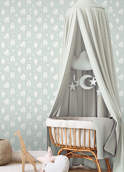 media image for Bitsy Mint Woodland Wallpaper from the Fable Collection by Brewster 213