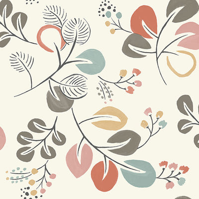 product image of Jonah Multicolor Leaf Trail Wallpaper from Hannah Collection by Brewster 548