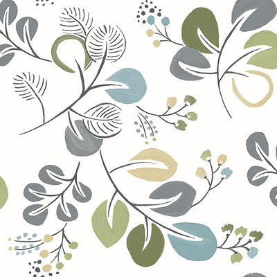 product image of Jonah Green Leaf Trail Wallpaper from Hannah Collection by Brewster 550