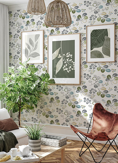 product image for Jonah Green Leaf Trail Wallpaper from Hannah Collection by Brewster 42