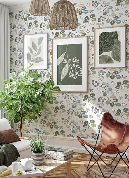 media image for Jonah Green Leaf Trail Wallpaper from Hannah Collection by Brewster 219