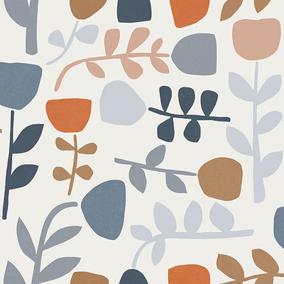 product image of Juni Orange Abstract Tulips Wallpaper from Hannah Collection by Brewster 543