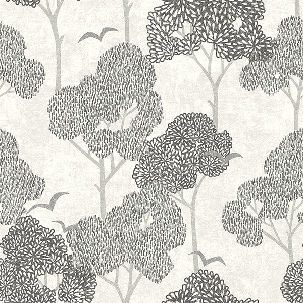 media image for Lykke Black Textured Tree Wallpaper from Hannah Collection by Brewster 238