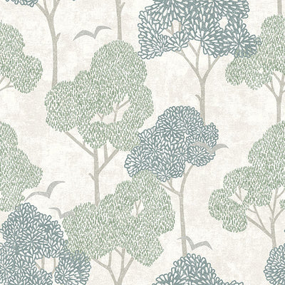 product image of Lykke Green Textured Tree Wallpaper from Hannah Collection by Brewster 581