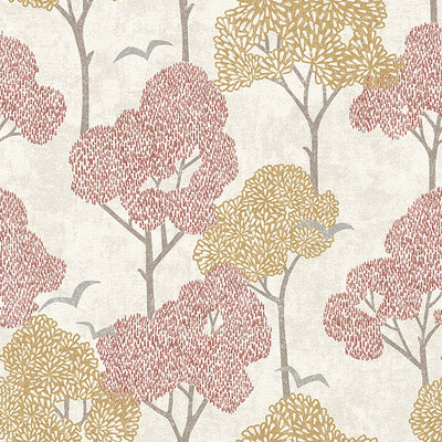 product image of Lykke Coral Textured Tree Wallpaper from Hannah Collection by Brewster 544