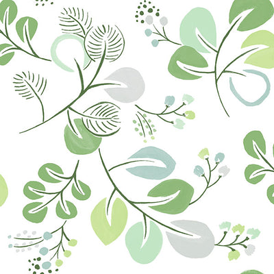product image of Jonah Light Green Leaf Trail Wallpaper from Hannah Collection by Brewster 550