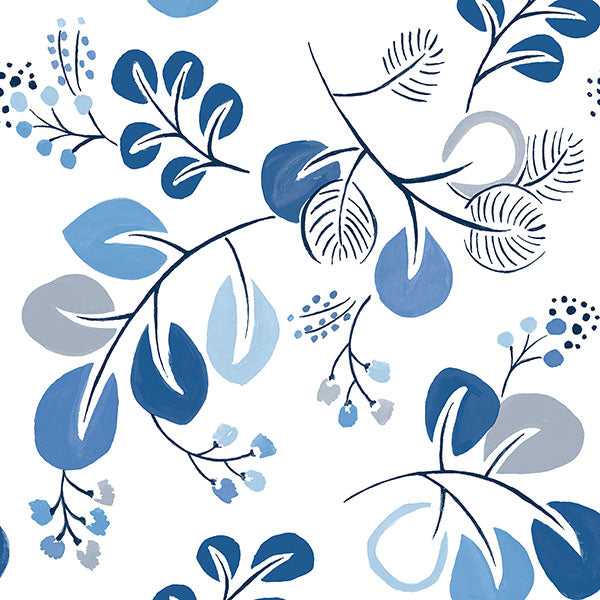 media image for Jonah Blue Leaf Trail Wallpaper from Hannah Collection by Brewster 266