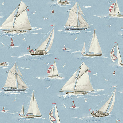 product image for Leeward Light Blue Sailboat Wallpaper 12