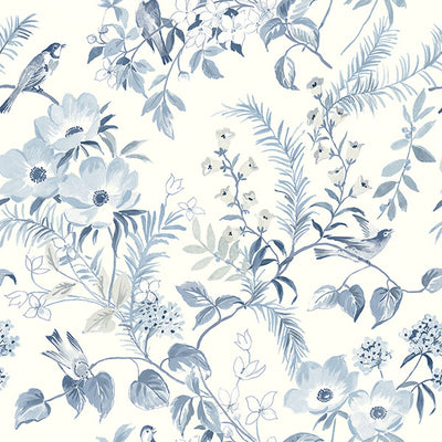 product image of sample frederique blue floral wallpaper from the delphine collection by brewster 1 594