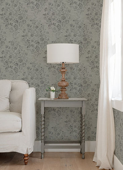 product image for Isidore Grey Scroll Wallpaper from the Delphine Collection by Brewster 8