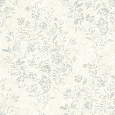 product image of Isidore Aqua Scroll Wallpaper from the Delphine Collection by Brewster 551