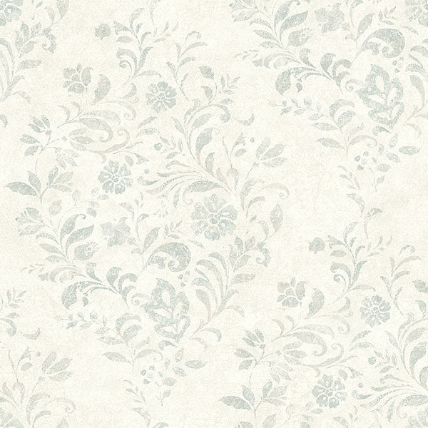 media image for Isidore Aqua Scroll Wallpaper from the Delphine Collection by Brewster 264