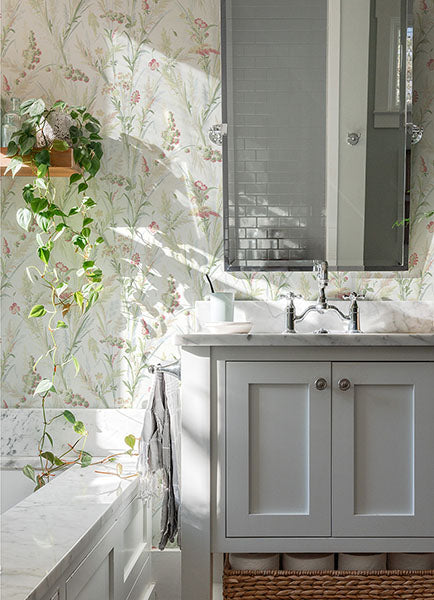 media image for Hillaire Green Meadow Wallpaper from the Delphine Collection by Brewster 291