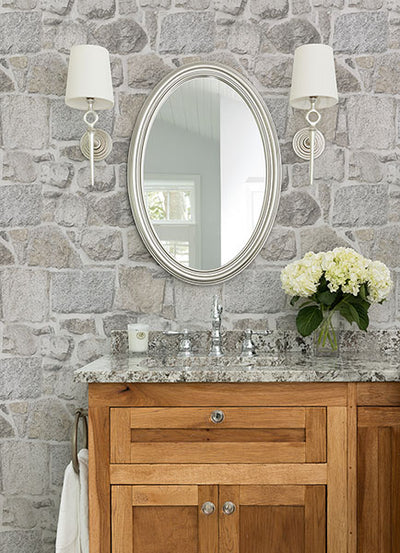 product image for Axelle Light Grey Stone Wallpaper from the Delphine Collection by Brewster 35