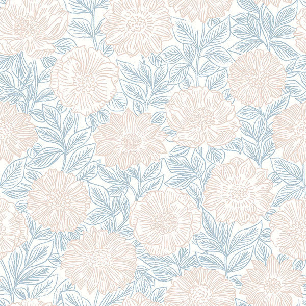 media image for Faustin Blush Floral Wallpaper from the Delphine Collection by Brewster 285