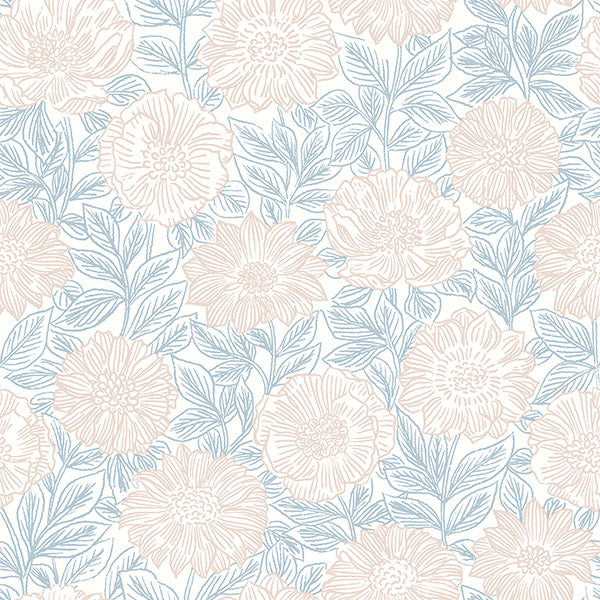 media image for Faustin Blush Floral Wallpaper from the Delphine Collection by Brewster 24