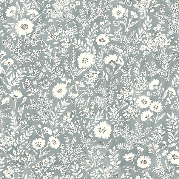 media image for Agathon Blue Floral Wallpaper from the Delphine Collection by Brewster 230
