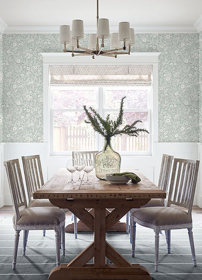 product image for Agathon Seafoam Floral Wallpaper from the Delphine Collection by Brewster 3
