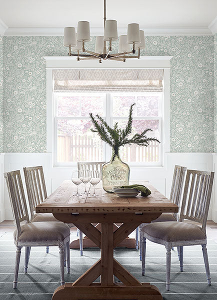 media image for Agathon Seafoam Floral Wallpaper from the Delphine Collection by Brewster 280