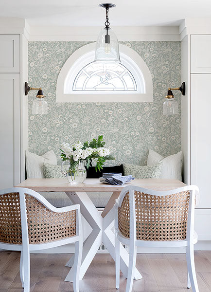 media image for Agathon Seafoam Floral Wallpaper from the Delphine Collection by Brewster 299