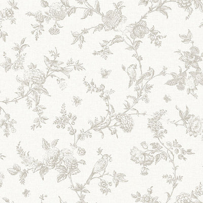 product image of Nightingale Taupe Floral Trail Wallpaper from the Delphine Collection by Brewster 575