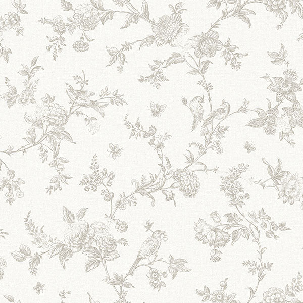 media image for Nightingale Taupe Floral Trail Wallpaper from the Delphine Collection by Brewster 280