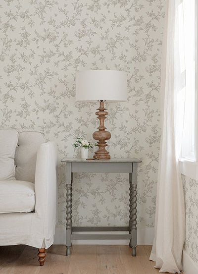 product image for Nightingale Taupe Floral Trail Wallpaper from the Delphine Collection by Brewster 67